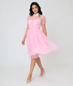 Unique Vintage Light Pink Daisy Hollie Swing Dress