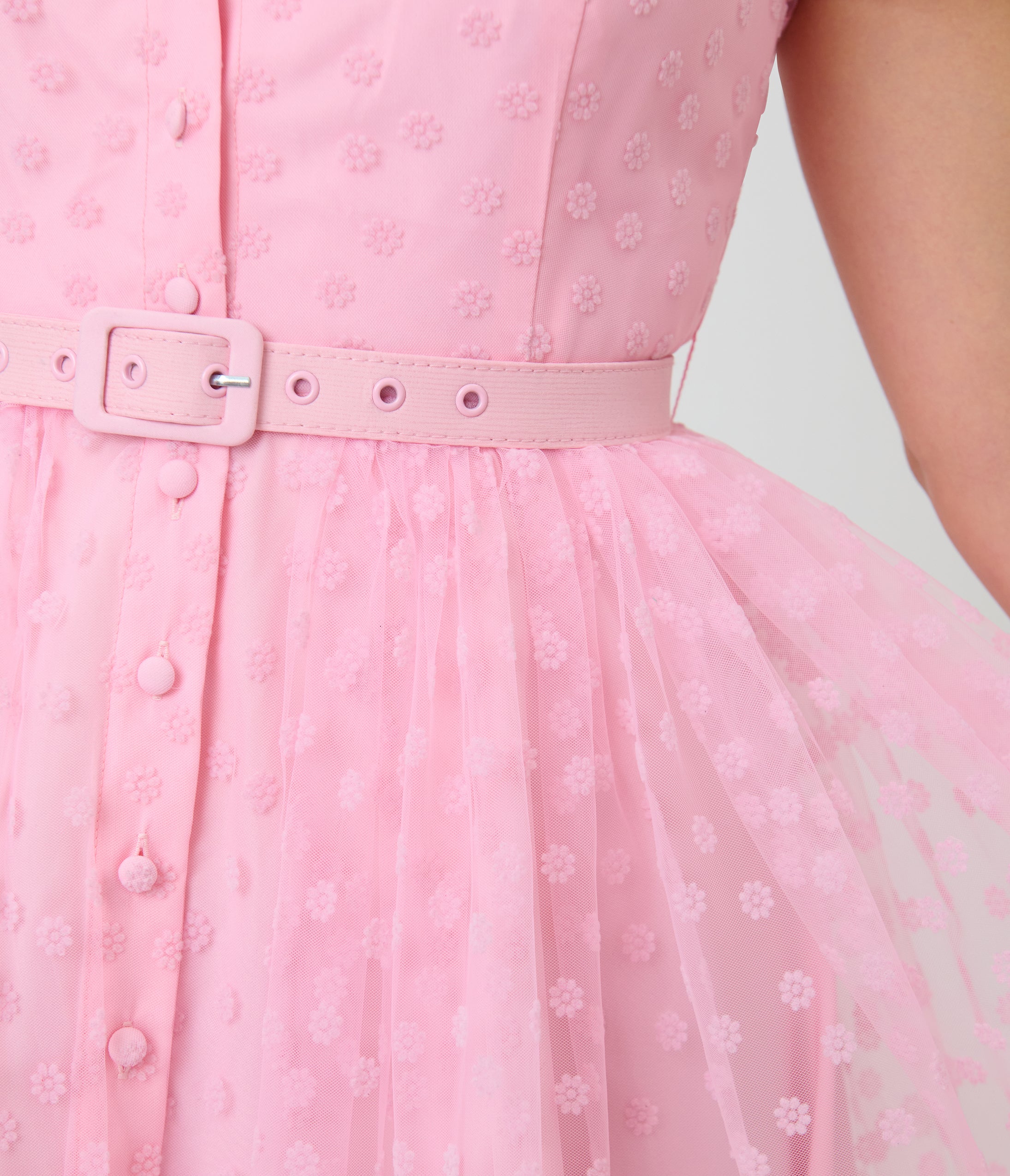 Unique Vintage Light Pink Daisy Hollie Swing Dress