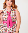 Unique Vintage Plus Size White Kitschy Cat Print Edith Swing Dress