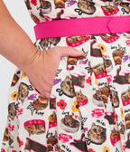 Unique Vintage Plus Size White Kitschy Cat Print Edith Swing Dress