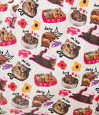 Unique Vintage Plus Size White Kitschy Cat Print Edith Swing Dress