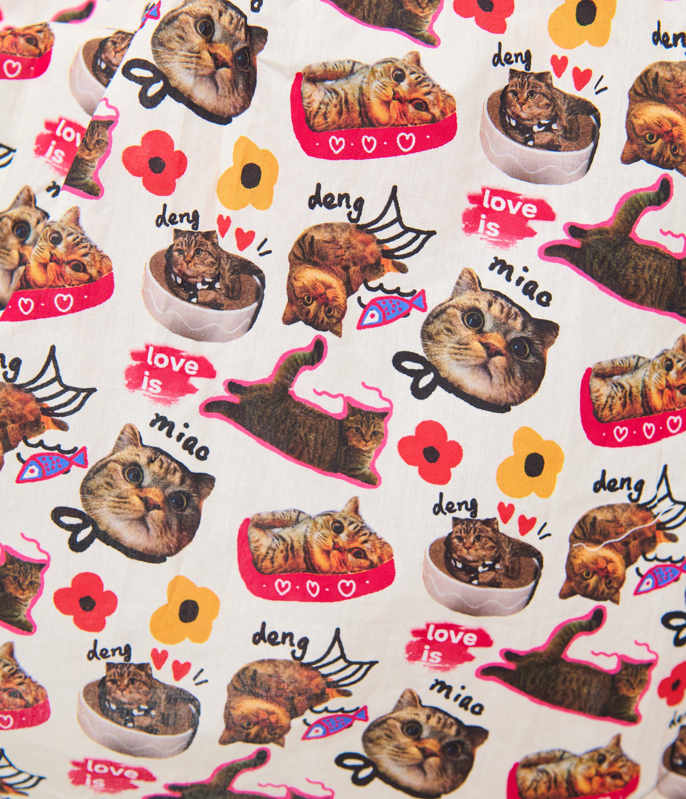 Unique Vintage Plus Size White Kitschy Cat Print Edith Swing Dress