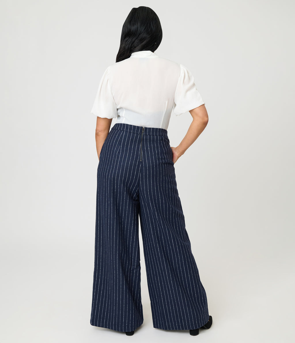 Navy Pin Stripe Pants