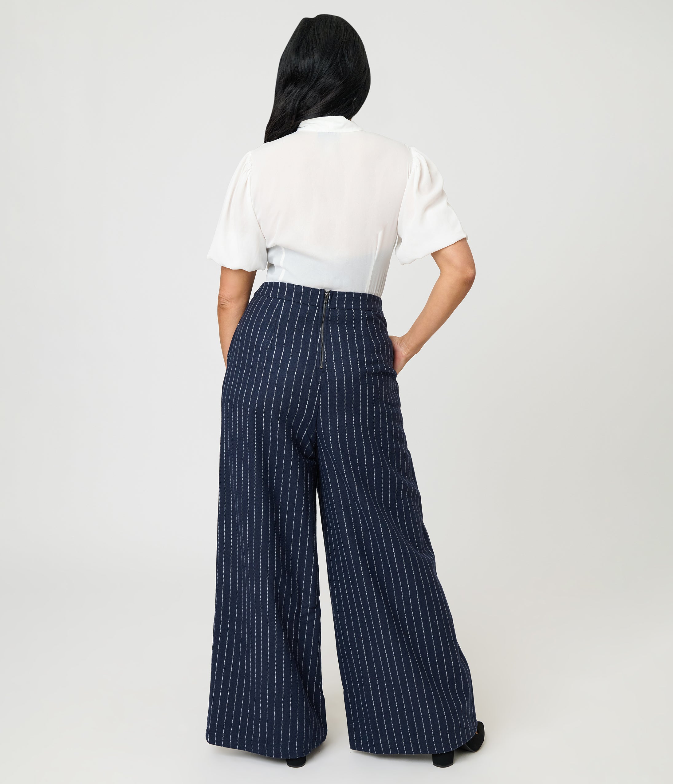 Navy Pin Stripe Pants