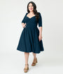 Unique Vintage Plus Size Teal Lamar Swing Dress