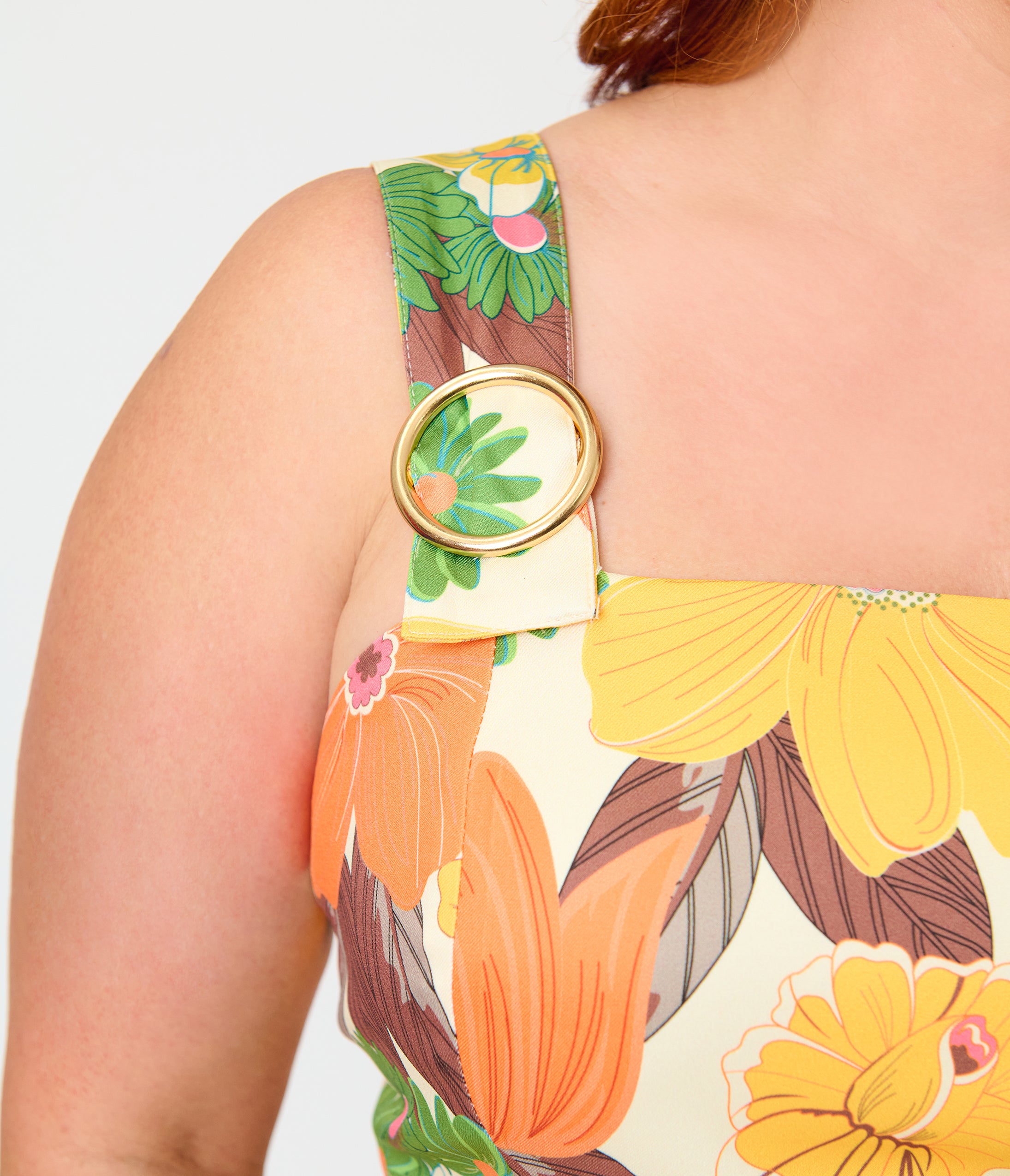 orange plus size floral dress Unique Vintage Plus Size Orange Floral Picnic Perfect Midi Dress