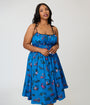 Unique Vintage Plus Size Blue Sea Creatures Sleeveless Swing Dress