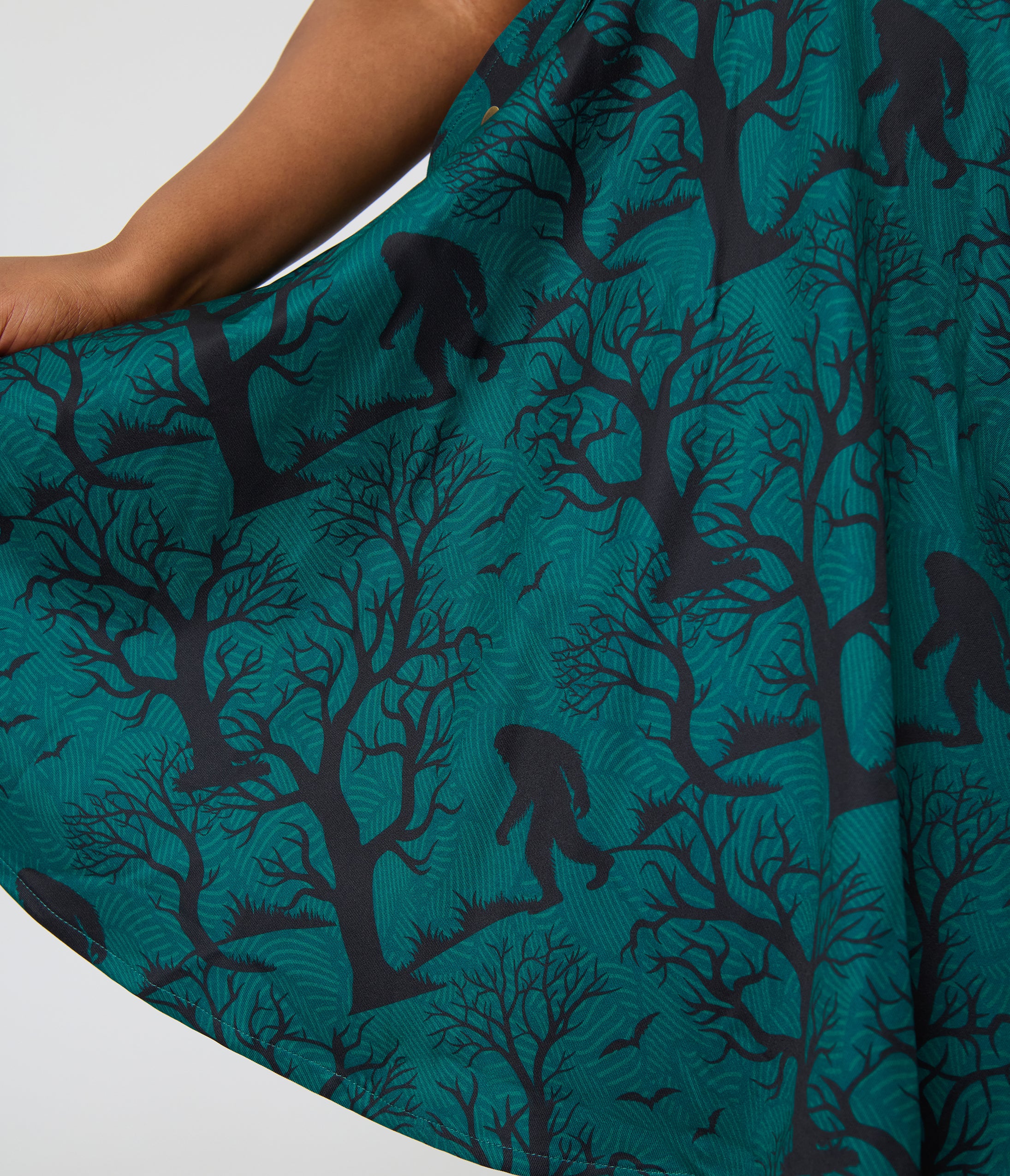 Unique Vintage Plus Size Forest Green Sasquatch Brionne Pinafore Skirt