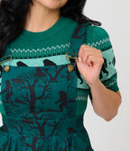 Unique Vintage Forest Green Sasquatch Brionne Pinafore Skirt