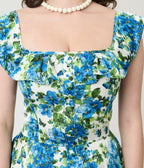 Magnolia Place Blue Floral Barbara Swing Dress