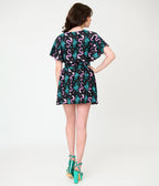 Unique Vintage Black Dragon Print Daryl Skort