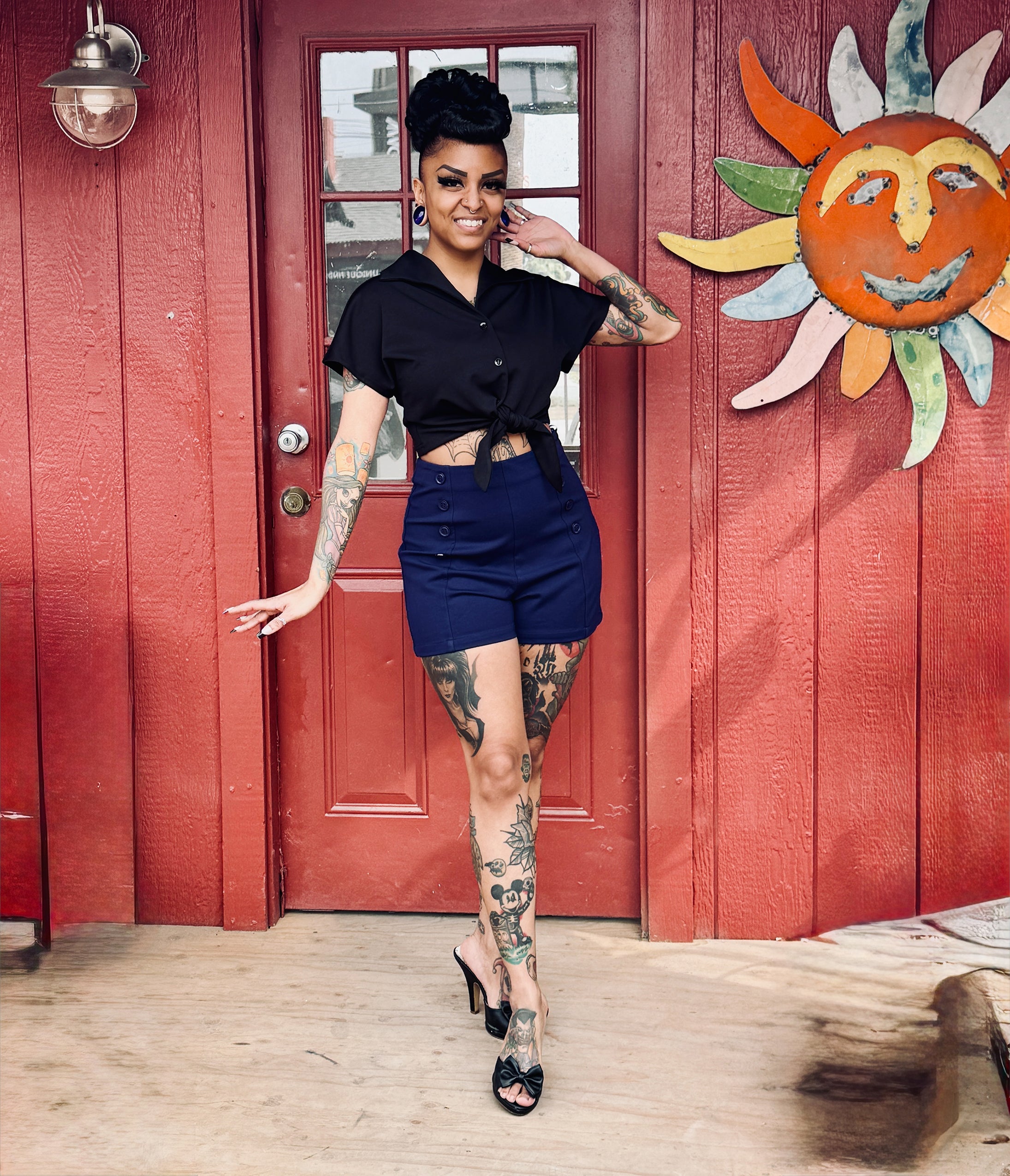 Rockin Bettie Navy High Waist Shorts