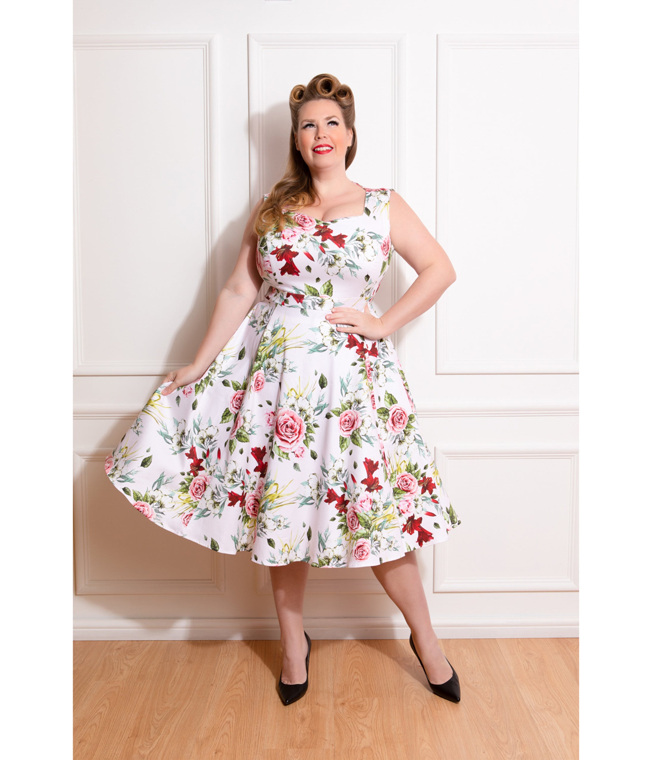 Plus Size Floral Print Carole Swing Dress