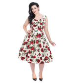 Plus Size 1950s Rose Floral Summer Dress