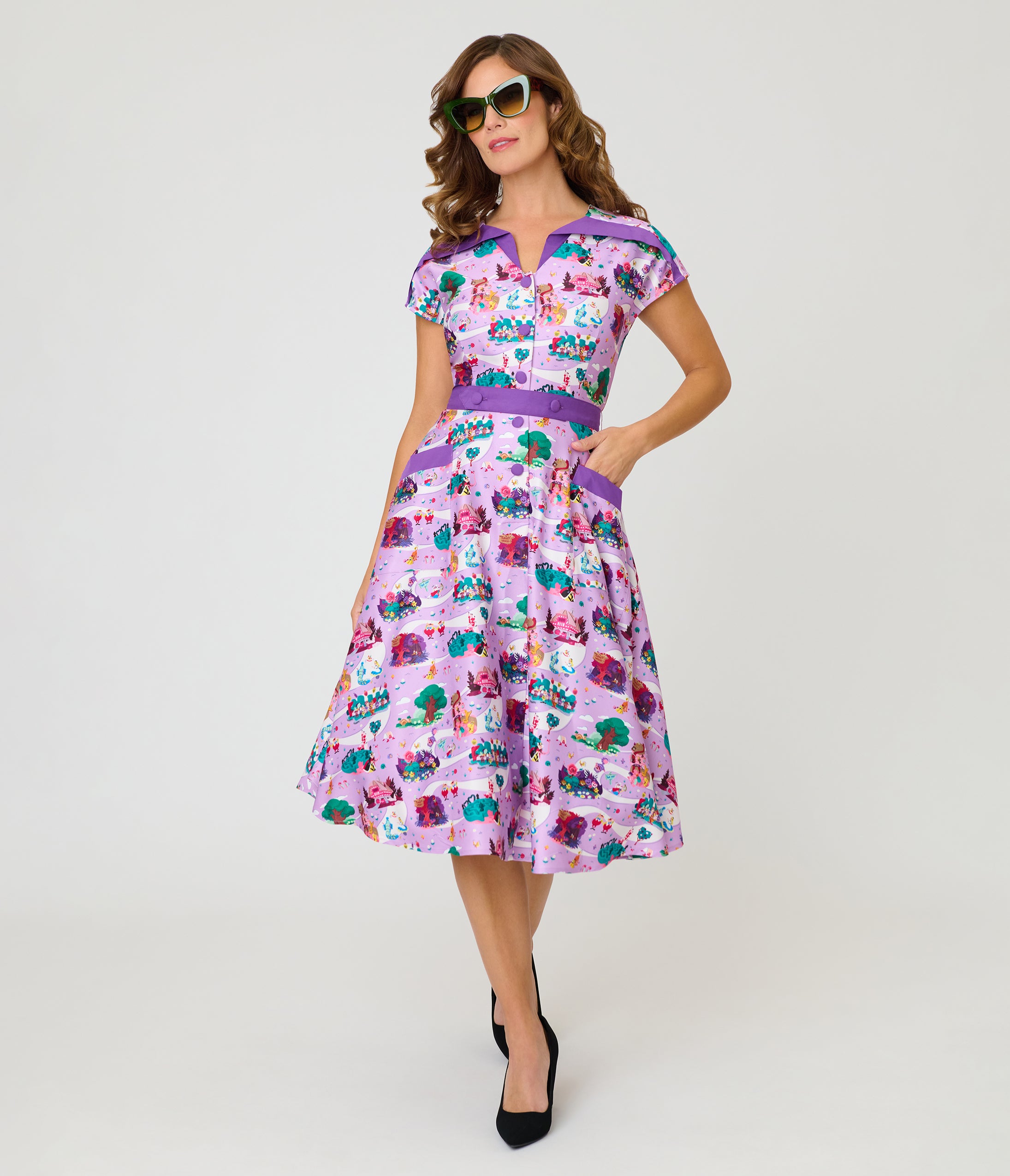 Disney Alice In Wonderland Collection By Unique Vintage Wonderland Map Hedda Swing Dress