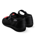 Chocolaticas® Black & Red Heart Velvet Mary Jane Flats