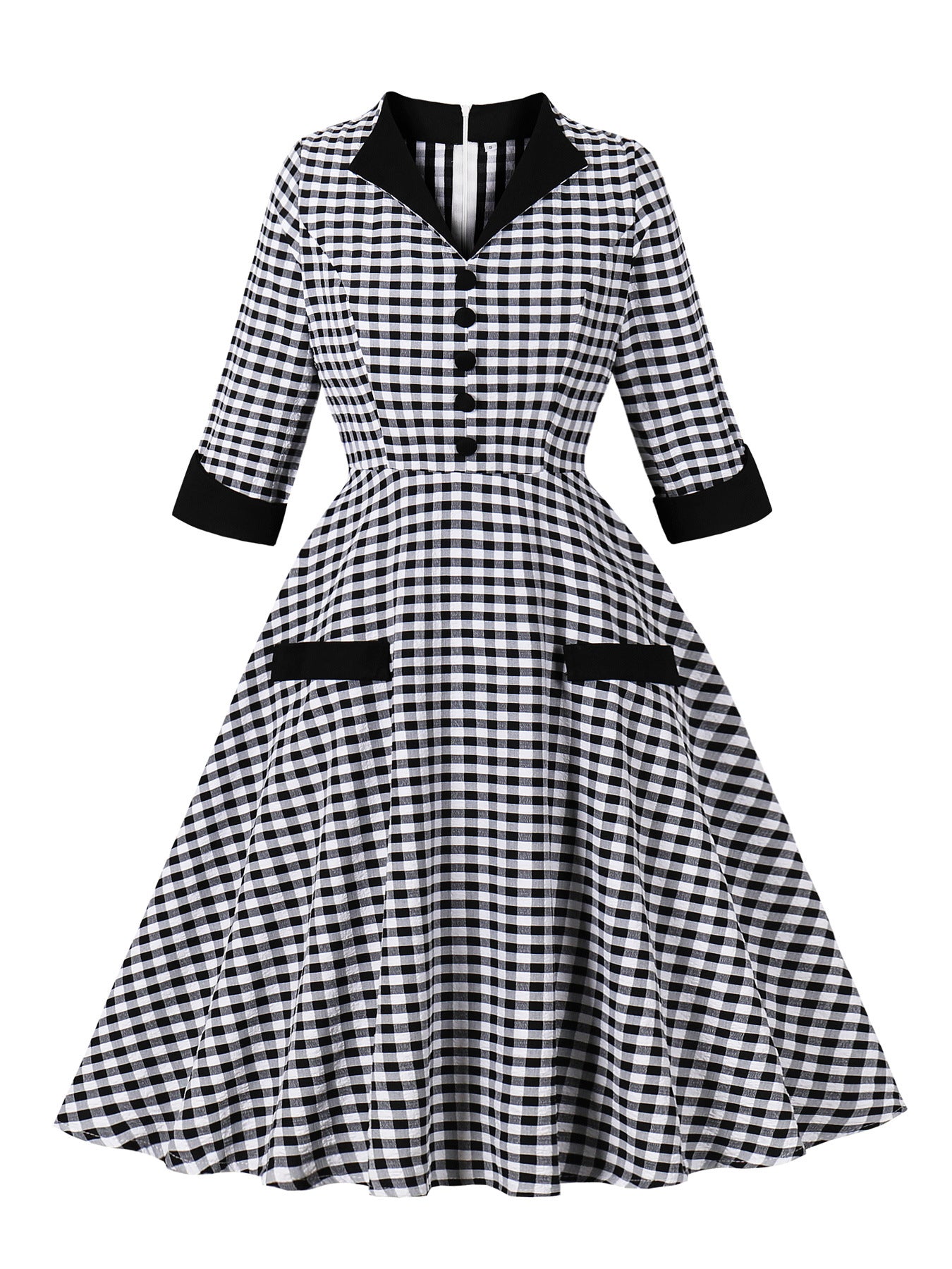 Black & White Gingham Swing Dress