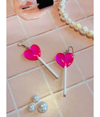 Pink Heart Lolli Earrings
