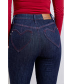 Dark Blue Denim Heart Pocket Skinny Jeans