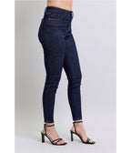 Dark Blue Denim Heart Pocket Skinny Jeans