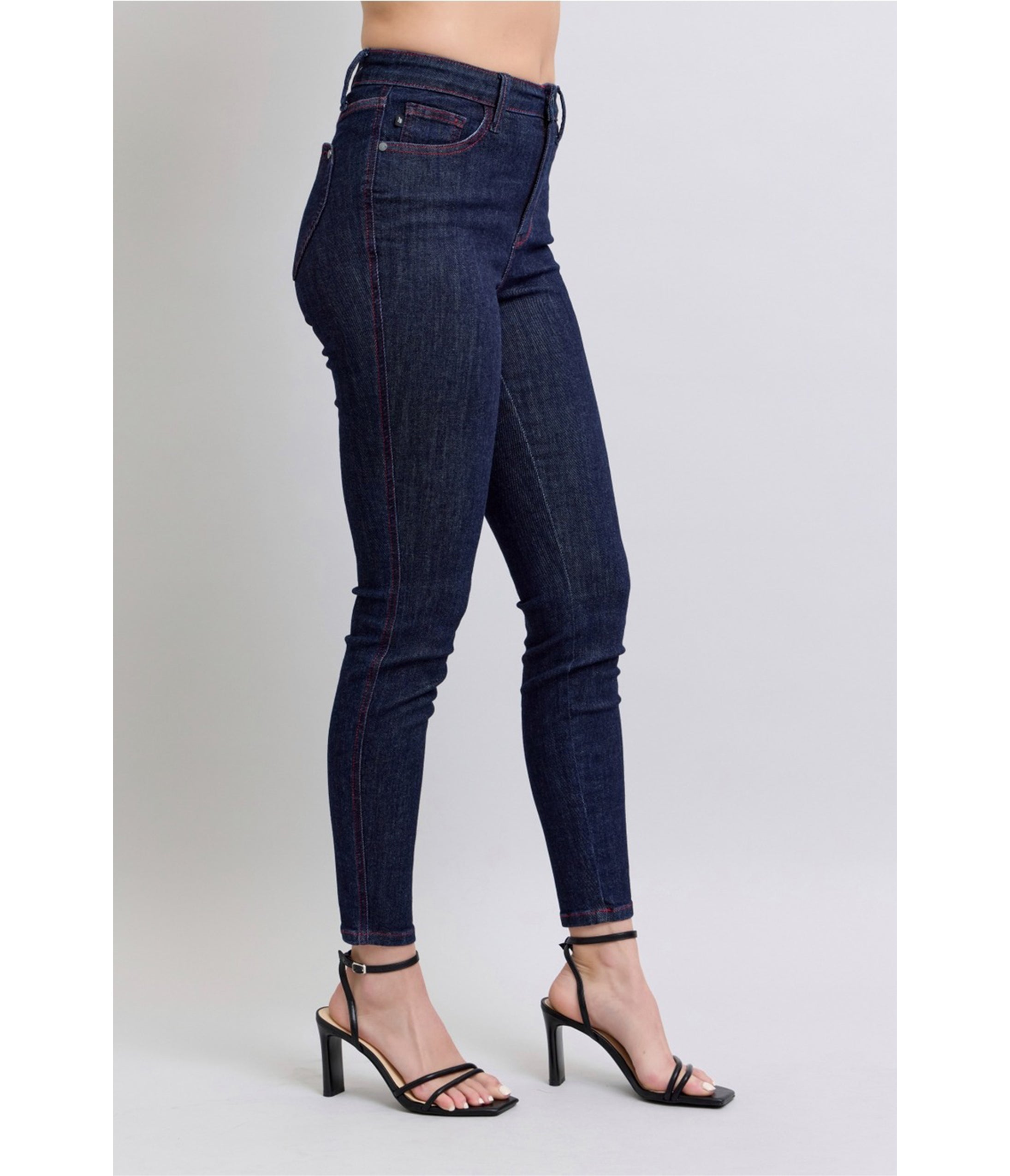 Dark Blue Denim Heart Pocket Skinny Jeans