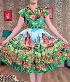 Bernie Dexter Multicolor Farm Harvest Print Swing Dress