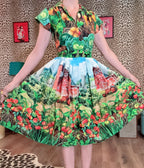 Bernie Dexter Multicolor Farm Harvest Print Swing Dress