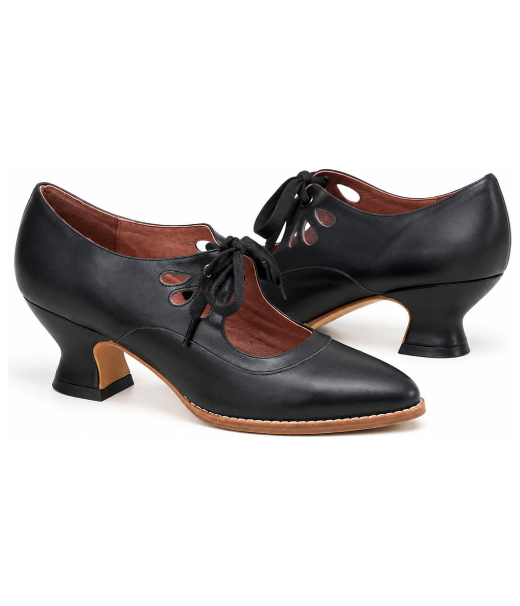 Black Self Tie Mary Jane Heels