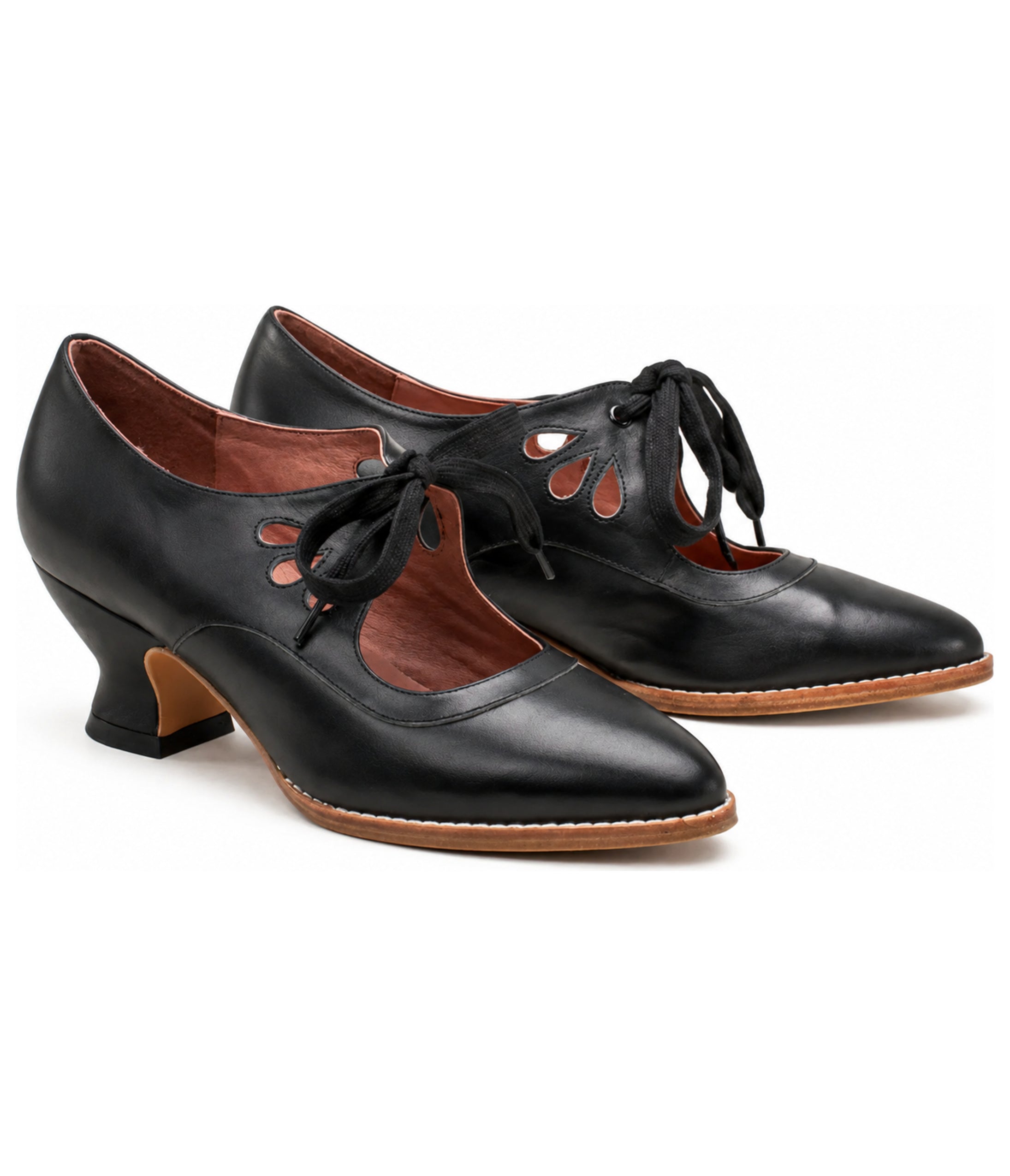 Black Self Tie Mary Jane Heels