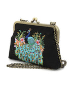 Peacock Kisslock Embroidered Bag