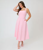 Timeless Blush Pink Cotton Poplin Midi Dress