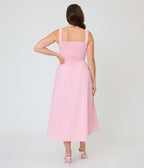 Timeless Blush Pink Cotton Poplin Midi Dress