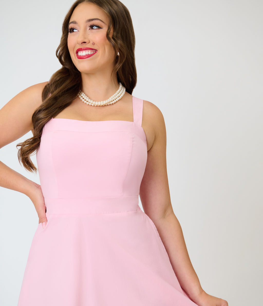 Timeless Blush Pink Cotton Poplin Midi Dress