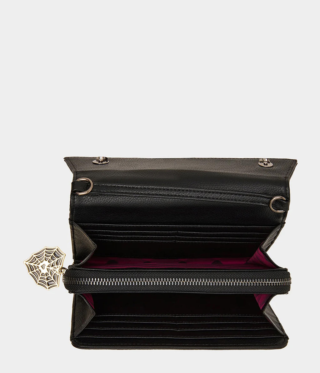 Betsey Johnson Black Boo & Breakfast Wallet On Chain