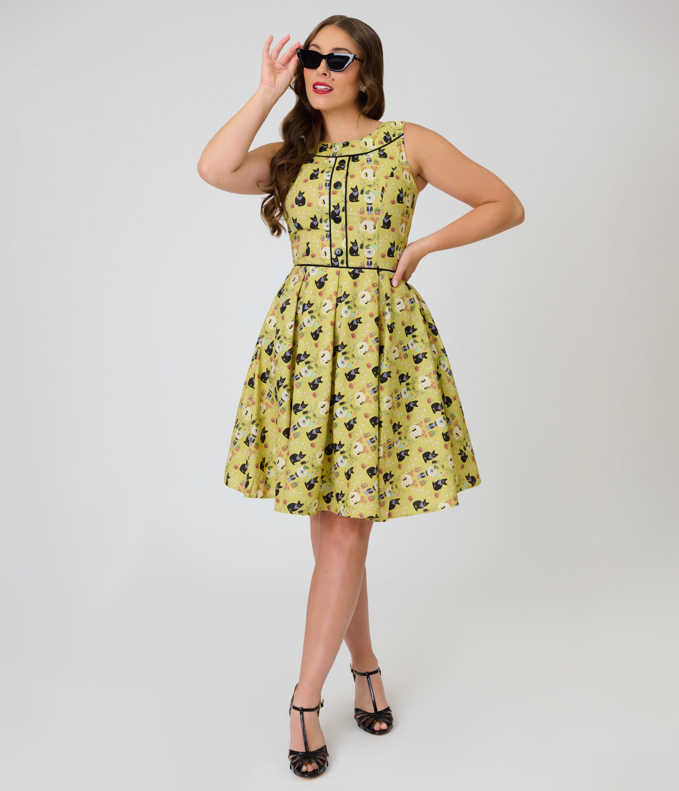 Retrolicious Mystical Cats Elizabeth Dress