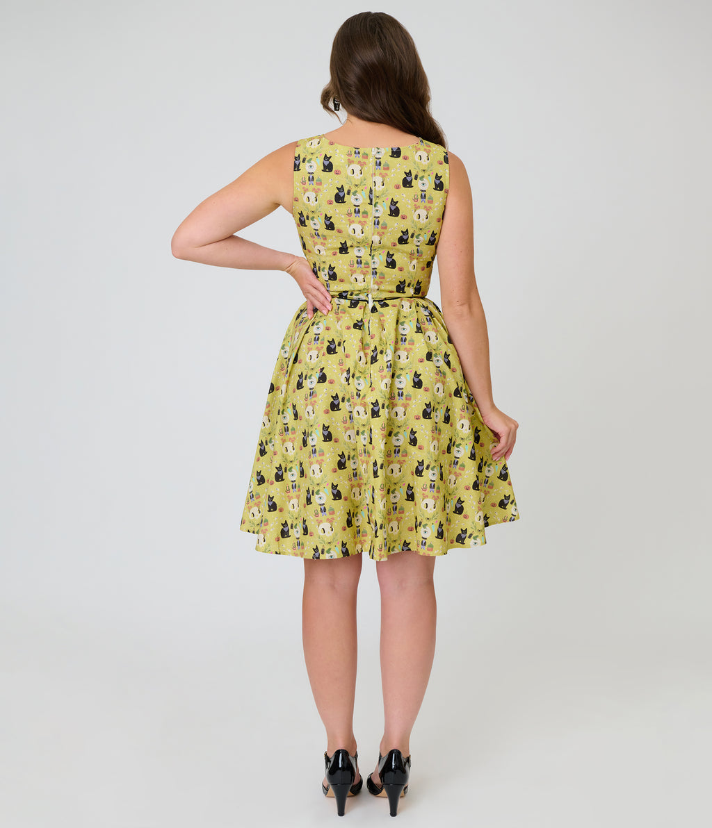 Retrolicious Mystical Cats Elizabeth Dress