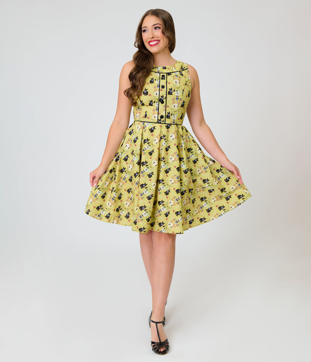 Retrolicious Mystical Cats Elizabeth Dress