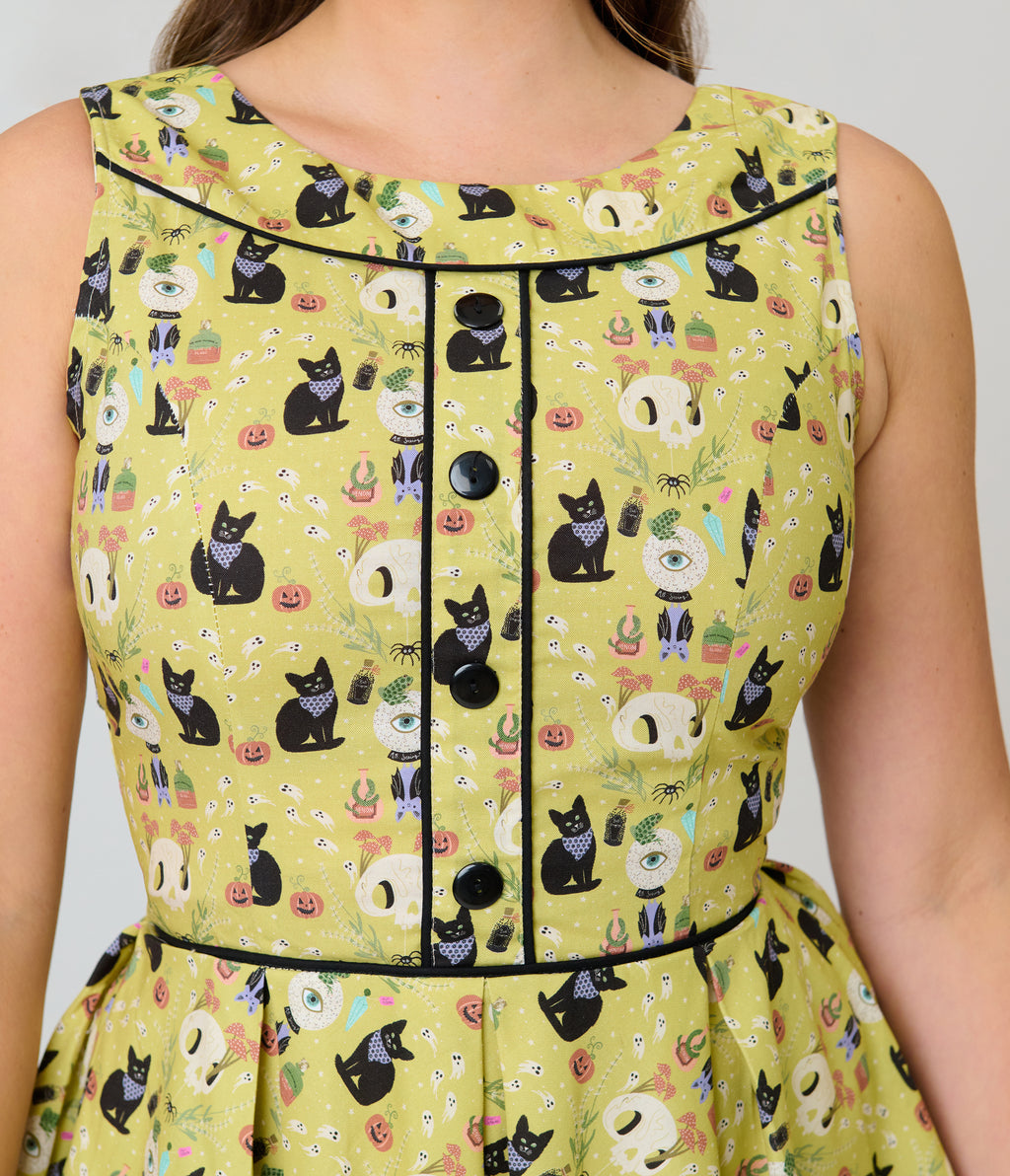 Retrolicious Mystical Cats Elizabeth Dress