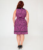 Retrolicious Plus Size Fuschia Black Crow Collared Dress