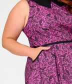 Retrolicious Plus Size Fuschia Black Crow Collared Dress