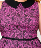 Retrolicious Plus Size Fuschia Black Crow Collared Dress