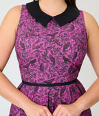 Retrolicious Fuschia Black Crow Collared Dress