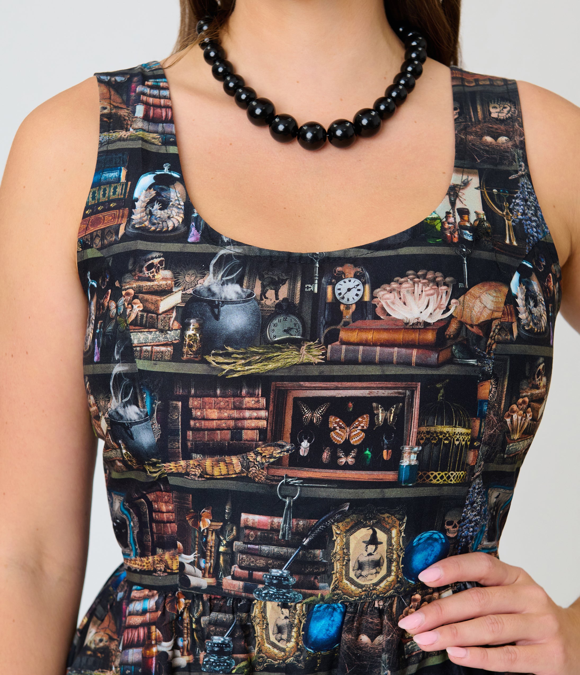 Retrolicious Black Spellbinding Curio Midi Dress
