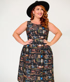 Retrolicious Plus Size Black Spellbinding Curio Midi Dress