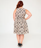 Retrolicious Plus Size Cream & Bird Print Cotton Elizabeth Dress