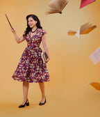 Harry Potter x Unique Vintage Burgundy Magical Creatures Swing Dress