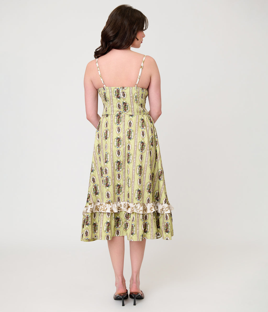 Harry Potter x Unique Vintage Green Herbology Sweetheart Swing Dress