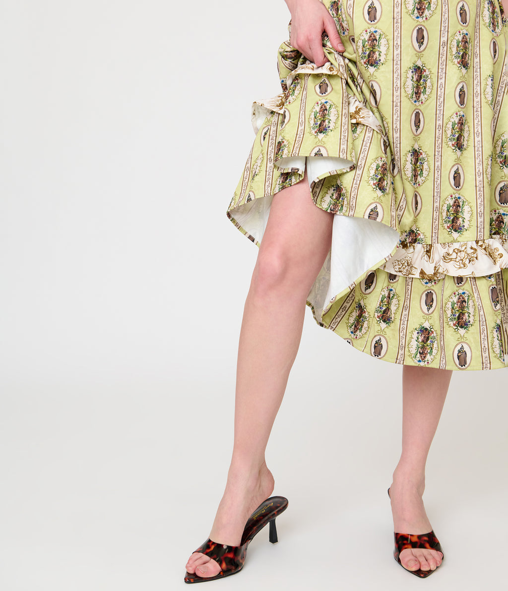 Harry Potter x Unique Vintage Green Herbology Sweetheart Swing Dress