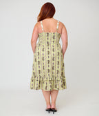 Harry Potter x Unique Vintage Plus Size Green Herbology Sweetheart Swing Dress