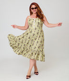 Harry Potter x Unique Vintage Plus Size Green Herbology Sweetheart Swing Dress